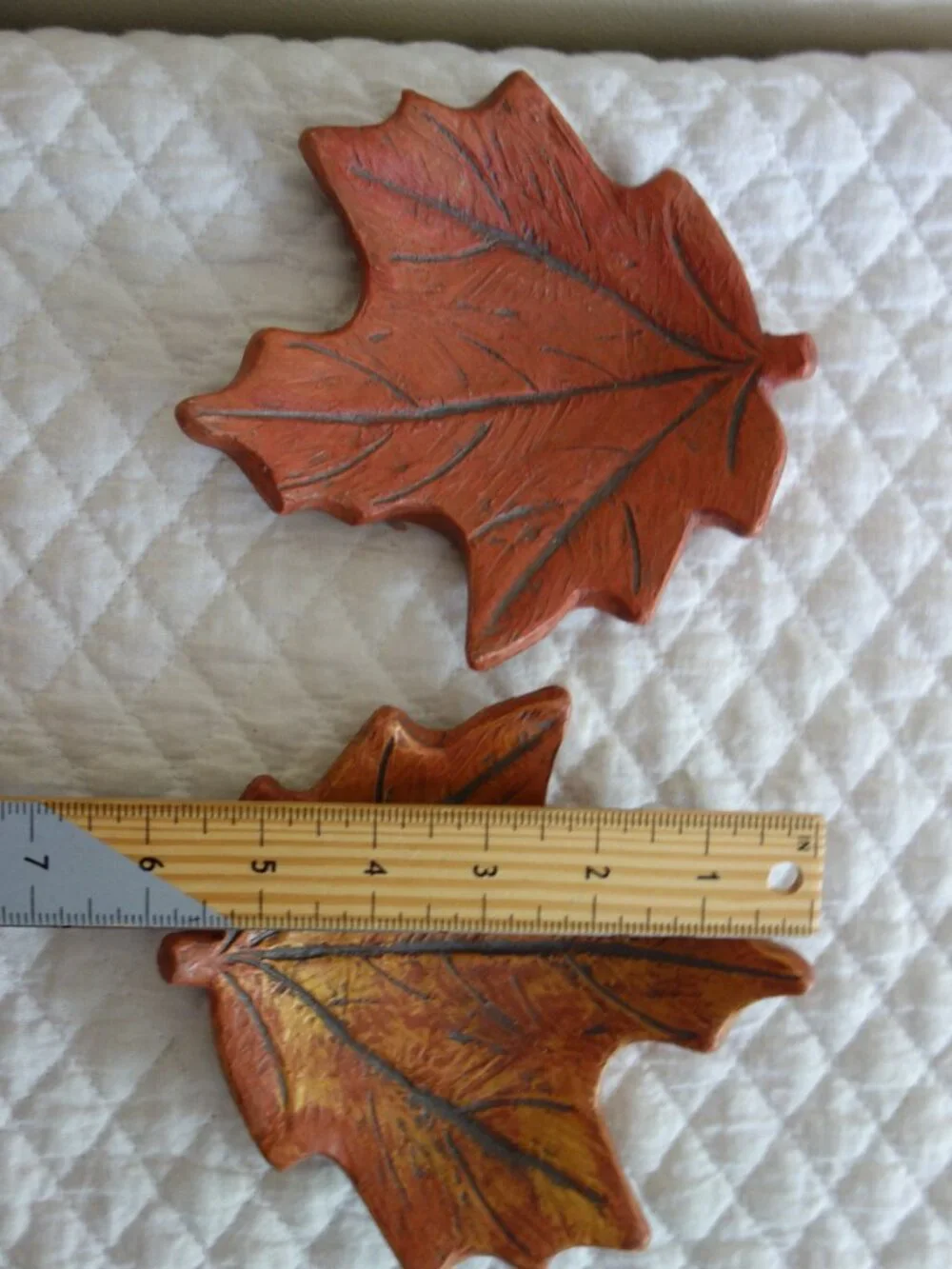 Lot of 3 ISABEL BLOOM Concrete Art Leaves – Fall Autumn